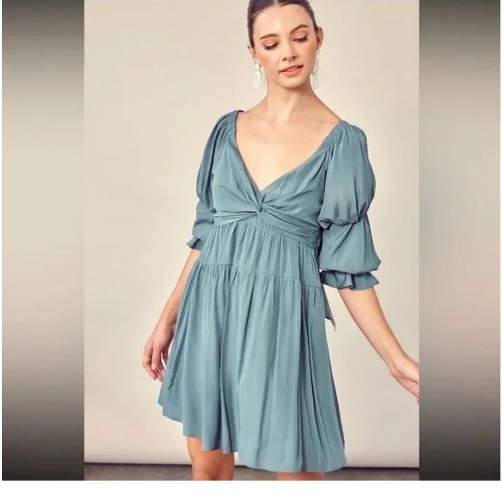 Mustard Seed Tie Back Teal Dress✨ NWT size small